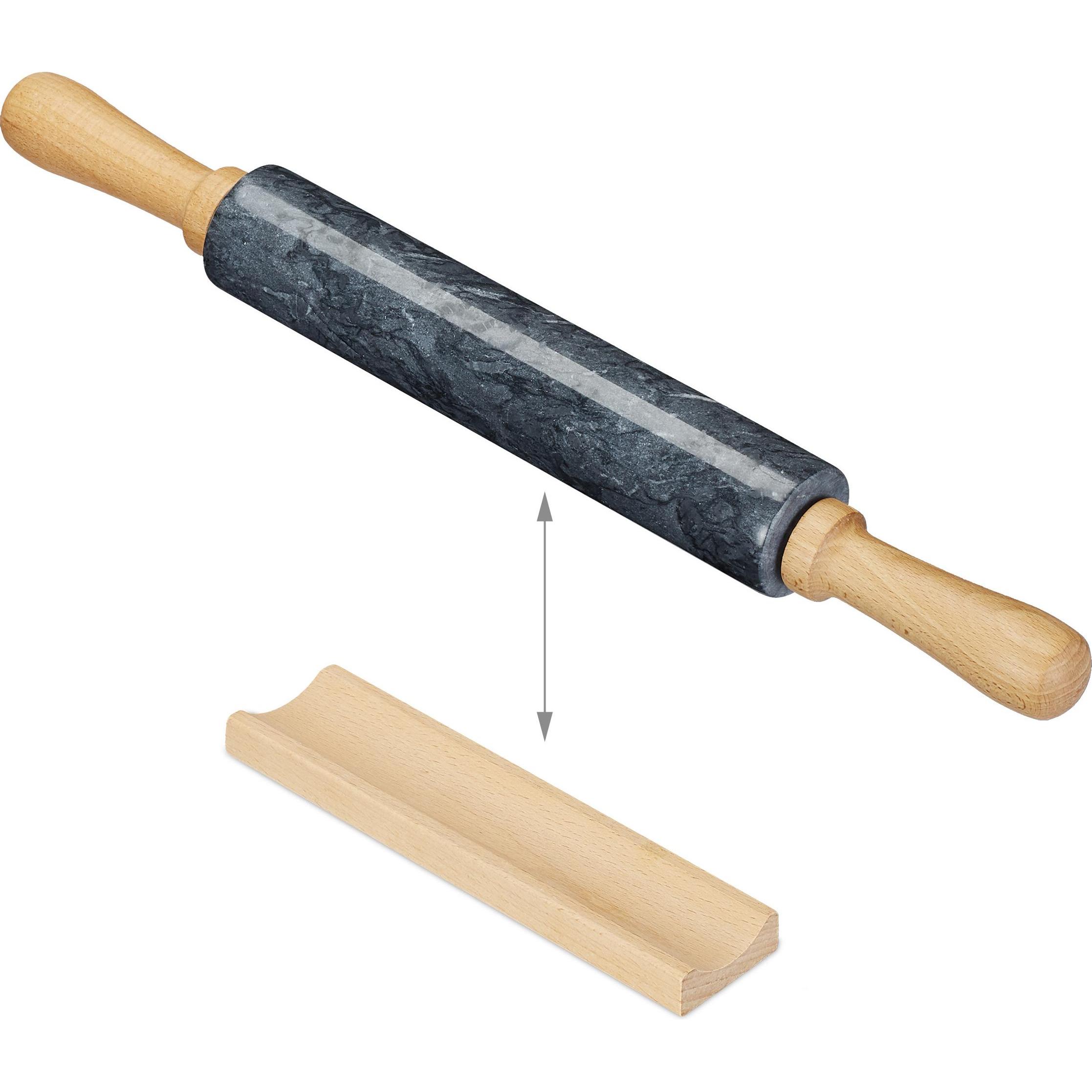 Relaxdays Nudelholz, Wallholz, Schwarz