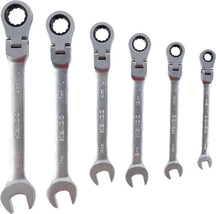 Produktbild Kendo Gelenk-Ratschenschlüsselsatz 6-teilig (10 mm, 13 mm, 14 mm, 17 mm, 19 mm, 8 mm)