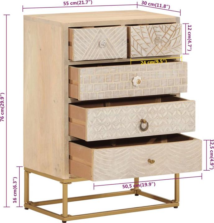 Image du produit vidaXL Commode et fer (30 x 55 x 76 cm)