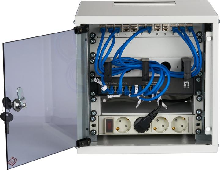 Image du produit EFB Elektronik EFB 10inch 6U wall-mounted cabinet depth 300 mm 1-piece pre-assembled RAL7035 (6 HE, Rack 10 pouces)