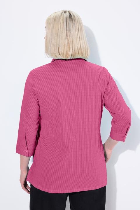 Actual product image Ulla Popken Textured Stripe Button Front Stretch Blouse (68)