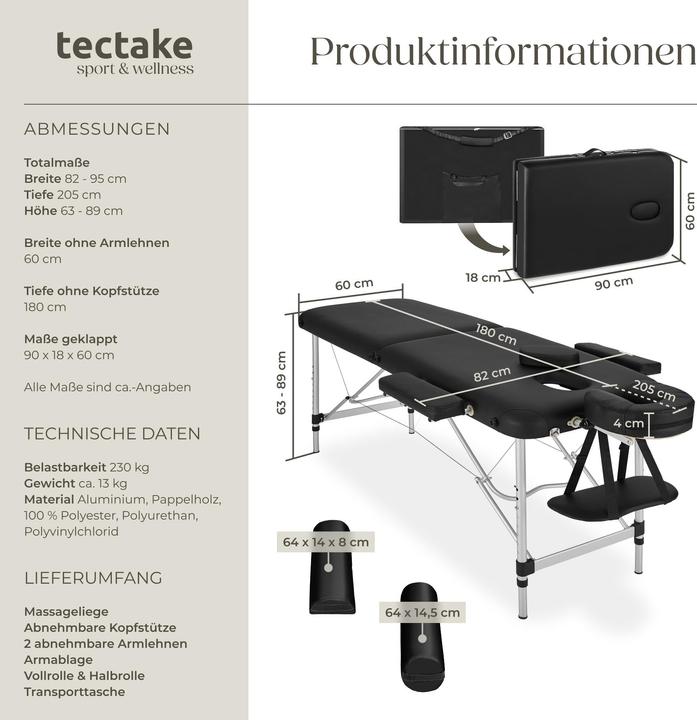 Produktbild tectake 2 Zonen Massageliege