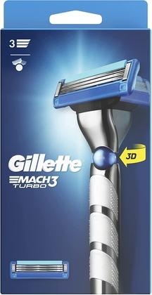 Actual product image Gillette Mach3 Turbo 3D Razor handle + 2 blades