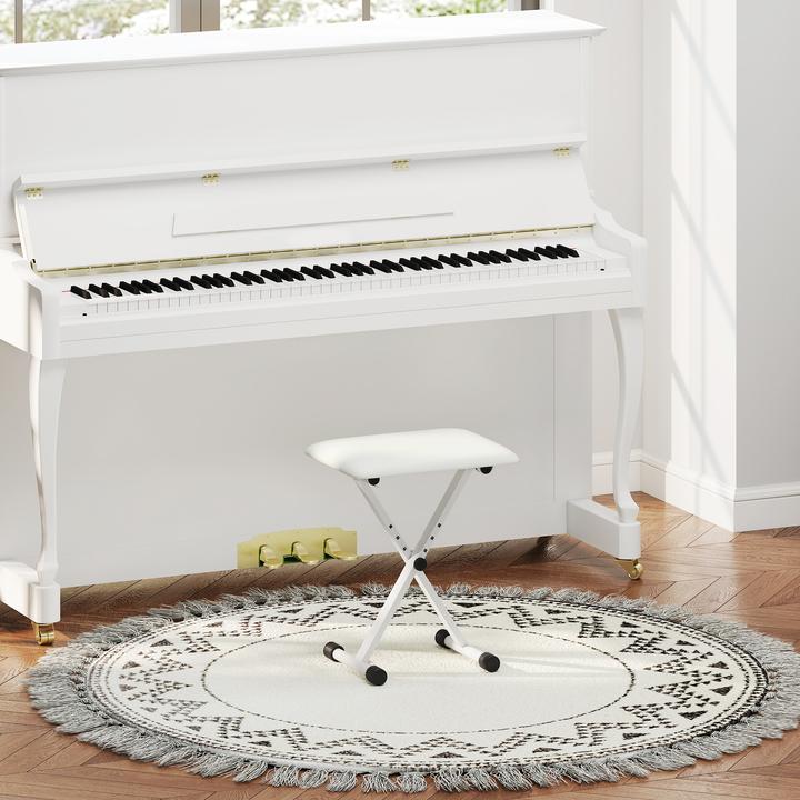 Image du produit Homcom Klavierbank Metall, Kunstleder Weiss