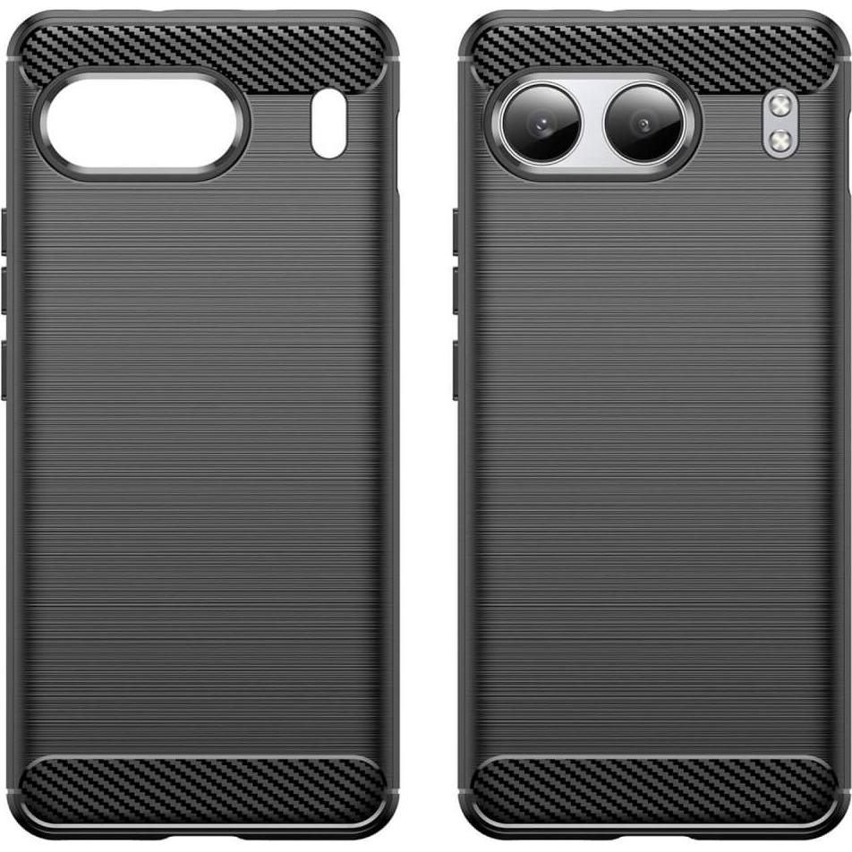 Thumbnail - Cover-Discount OnePlus Nord 4 - Metall Carbon Look Hülle (OnePlus Nord 4), Smartphone Hülle, Schwarz