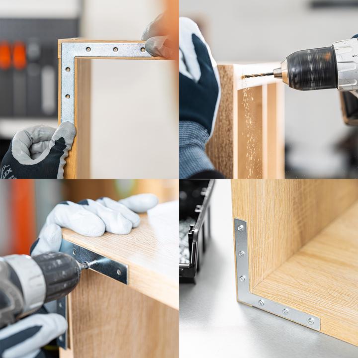 Produktbild Helpmate Flachwinkel-Set kantig, 75 × 75 × 14 × 1,25 mm, Stahl, galvanisch verzinkt & blau passiviert (T-Flachwinkel, 24 Stk.)