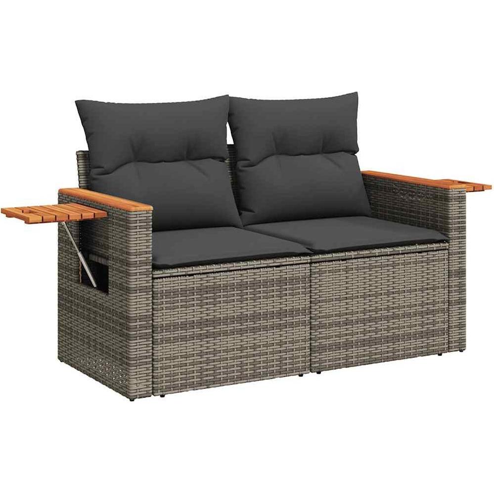VidaXL, Gartenlounge, 10-tlg. Garten-Sofagarnitur mit Kissen Grau Poly Rattan Akazie