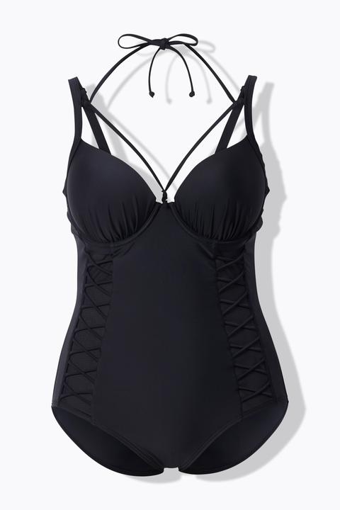 Actual product image Ulla Popken Crisscross Strap Front Lined Underwire Swimsuit (44)