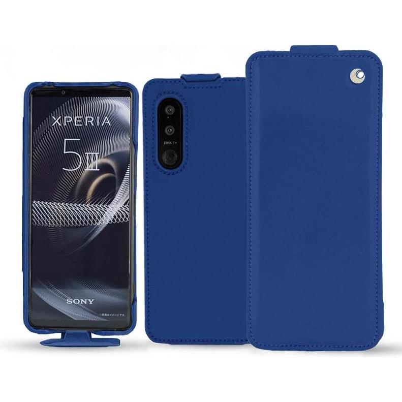 Noreve Lederschutzhülle vertikal (Sony Xperia 5 III), Smartphone Hülle, Blau