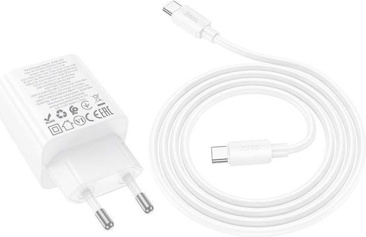 Produktbild Hoco Adapter charger 2 x Type C + 2 x USB A + cable Type C to Type C PD QC3.0 3A 30W N56 white (30 W, 4 Ports)