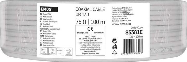 Actual product image Emos Coaxial cable CB130, 100m (Antenna cable)