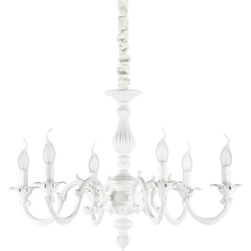 Ideal lux, Pendelleuchte, JUSTINE Pendelleuchte E14 6-fach ⌀700mm dimmbar Weiss 197500 (E14)