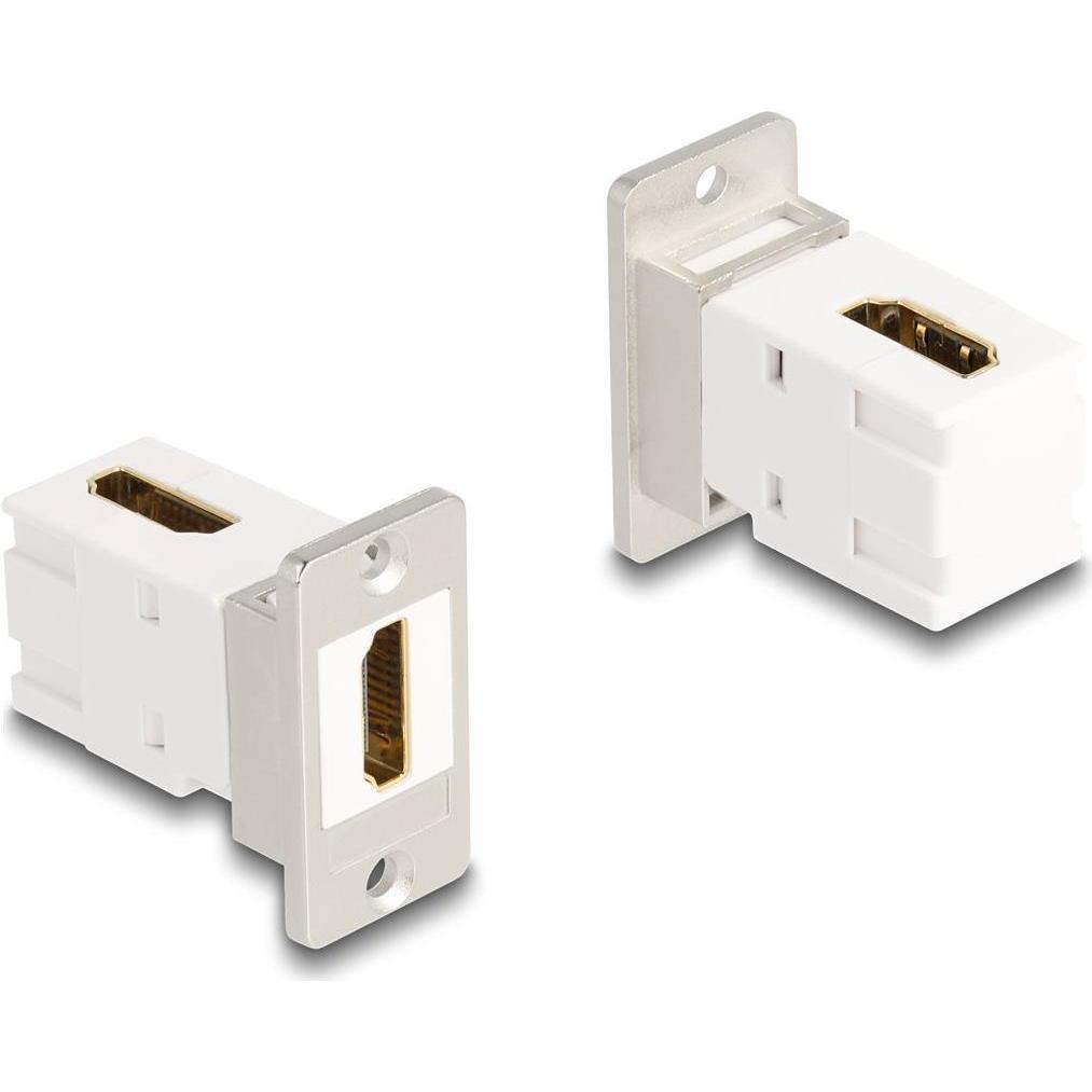 Delock Panel Mount Keystone Modul HDMI Buchse zu Buchse 90° (HDMI, 36.70 cm), Data + Video Adapter, Silber, Weiss
