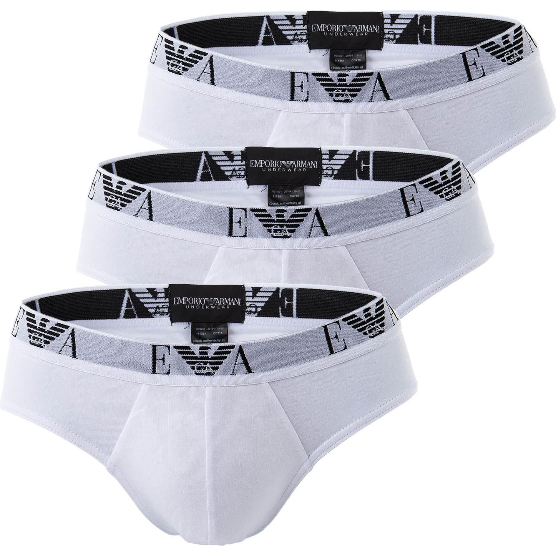 Emporio Armani, Herren, Unterhosen, Slip Casual Figurbetont, Weiss, (L, 3er Pack)