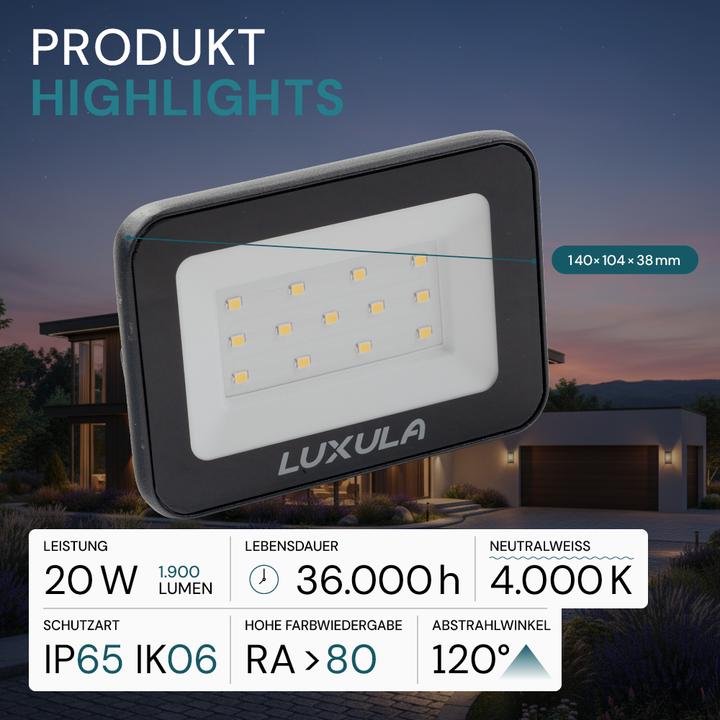 Produktbild Luxula LED-Fluter mit Schnellverbinder (1900 lm)