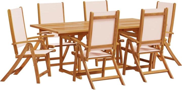 Immagine prodotto vidaXL Mobili da giardino set da pranzo set da giardino 7 pezzi in legno massiccio di acacia textilene (100 cm)