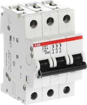 Actual product image ABB S203P-Z16 Automatic circuit breaker 16A 3-pole 15-25kA Z-Char