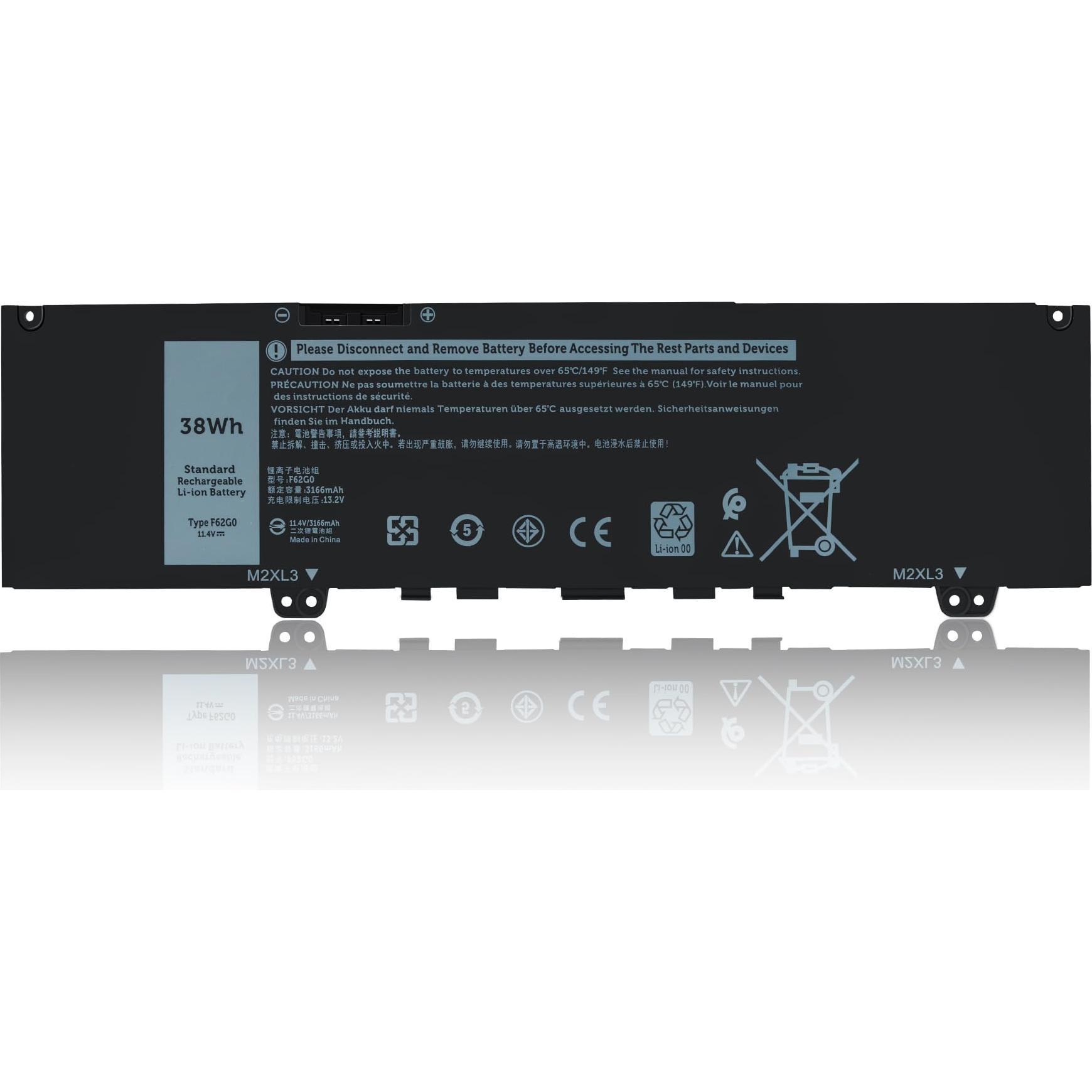 Dell Battery, 38WHR, 3 Cell (3 Zellen, 3.20 mAh), Notebook Akku, Schwarz