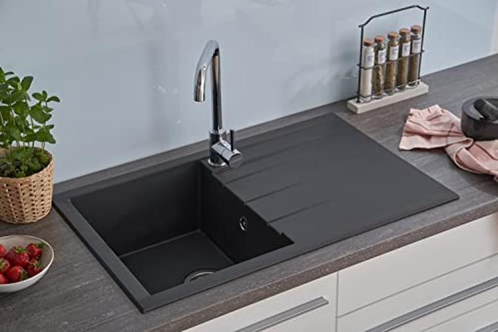 Produktbild Respekta Eingebaute Spüle mit Abtropffläche für Unterbauschränke ab 50 cm Breite (Einbauspüle mit Abtropffläche, 50 cm, 80 cm)