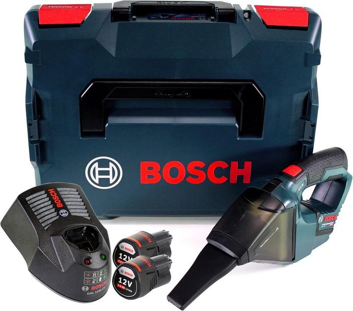 Actual product image Bosch Professional GAS 12 V Professional Cordless Vacuum Cleaner + Carry Case L-Boxx + 2x Batteries GBA 12 V 3.0
