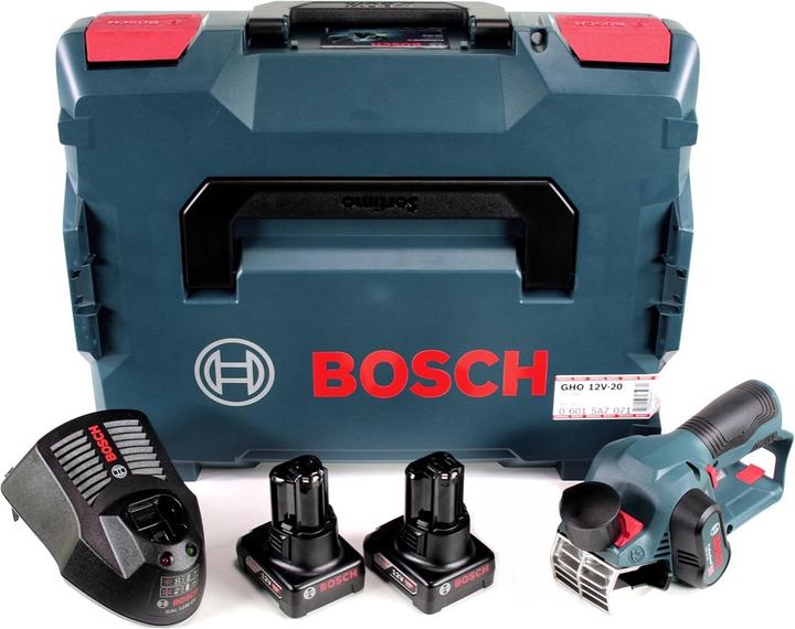 Image du produit Bosch Professional GHO 12V-20 Rabots sans fil Professional + Coffret L-Boxx + 2x Batteries GBA 12 V 6,0 Ah + Char