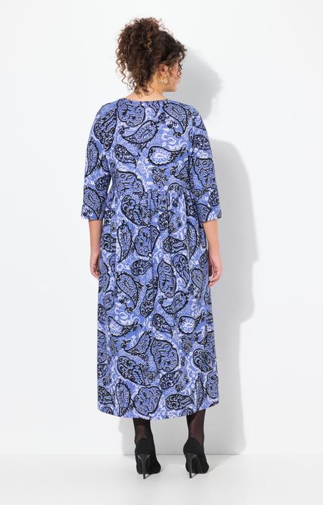 Actual product image Ulla Popken Paisley Zip Front 3/4 Sleeve Empire Knit Dress (62)