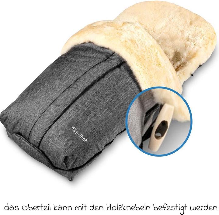Actual product image Fellhof Lambskin fur bag - Cortina - for strollers, graphite melange