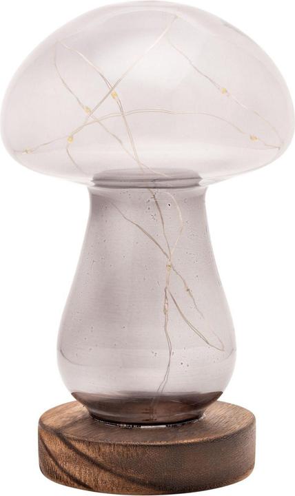 Actual product image Hestia Grey Glass Mushroom with LED Lights - Large