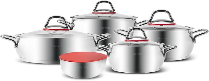 Produktbild Karaca Emirgan XL Cookware with Storage Lid Induction Base Made of Steel Pack of 10 (Pfannenset + Topfset, Edelstahl)