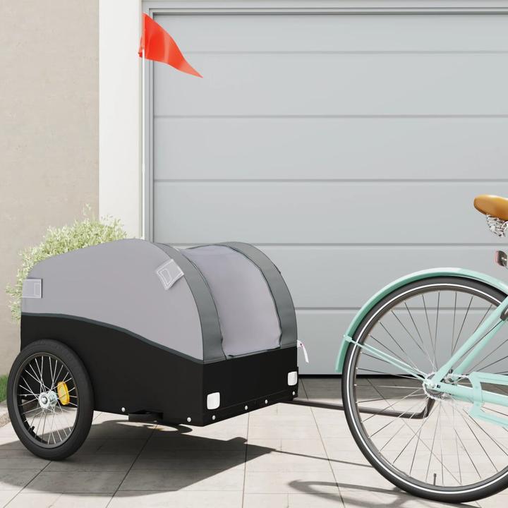 Actual product image VidaXL Fahrradanhänger Schwarz und Grau 45 kg Eisen,Farbe
