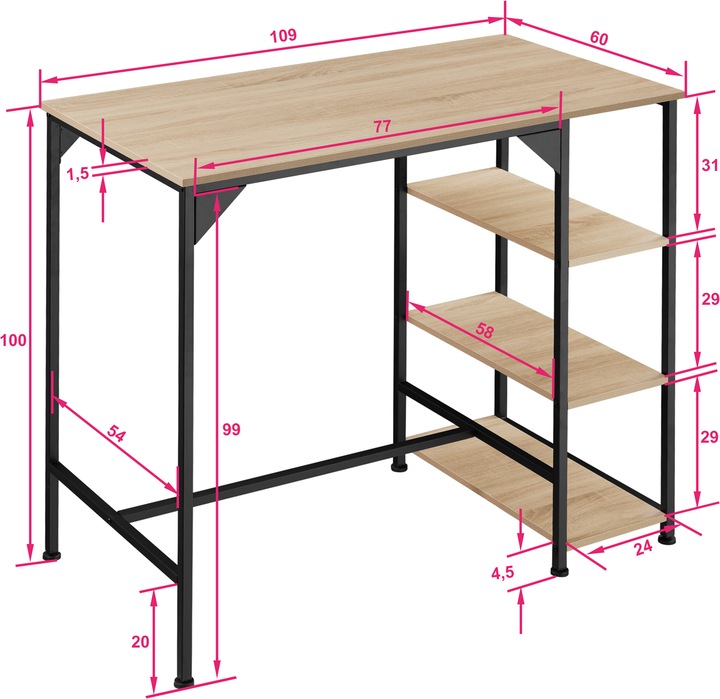 Actual product image tectake Cannock (109 x 60 x 100 cm)
