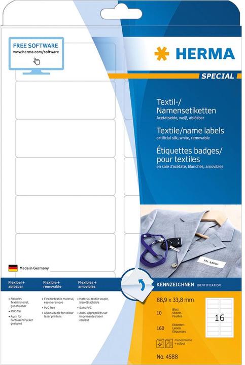 Actual product image HERMA A4 removable name labels