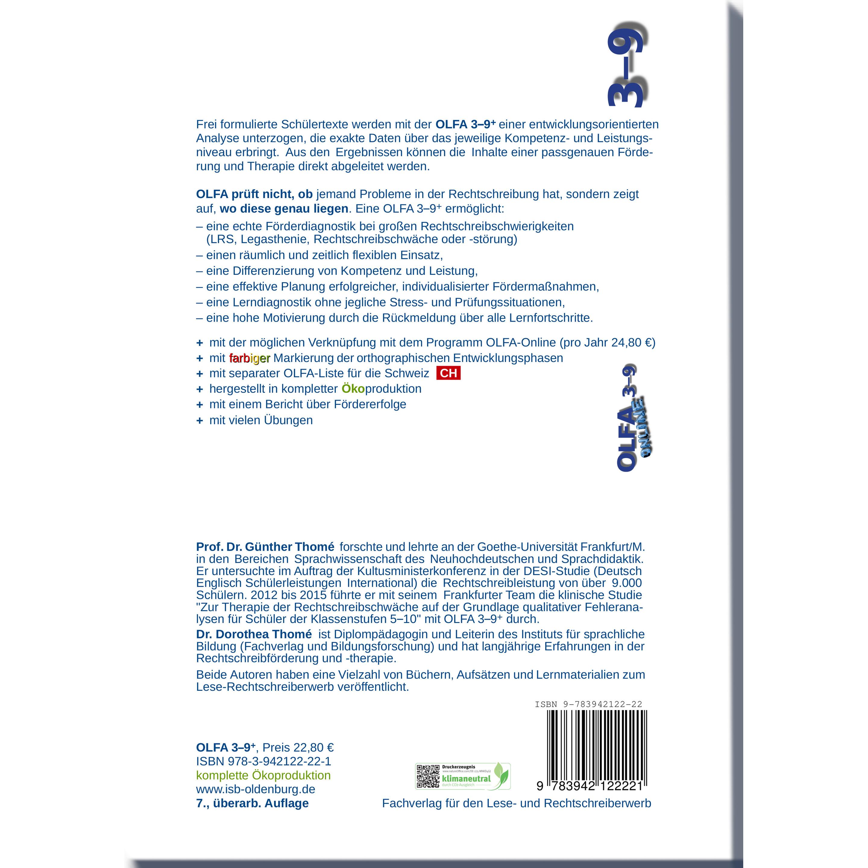 OLFA 3-9: Oldenburger Fehleranalyse für die Klassen 3-9, Schulbücher von Prof. Dr. Günther Thomé, Dr. Dipl.-Päd. Dorothe...