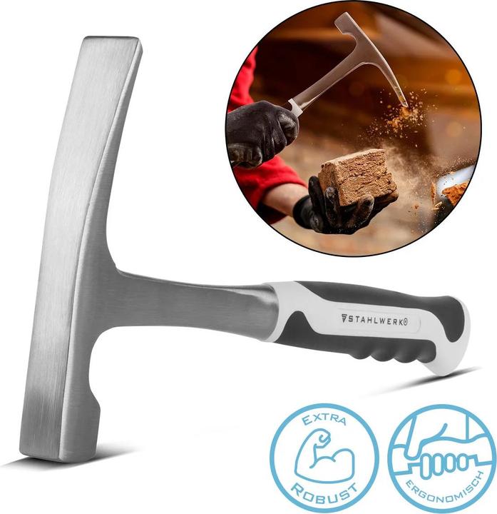 Actual product image Stahlwerk Bricklayer's hammer made of carbon steel Bricklayer's hammer with fibreglass handle (960 g)