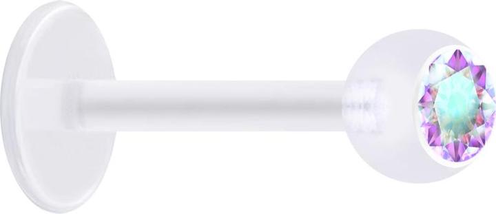 Produktbild Star Piercing Micro Labret transparent mit Kugel und Kristall multicolor (ohne Messing, Bioflex)
