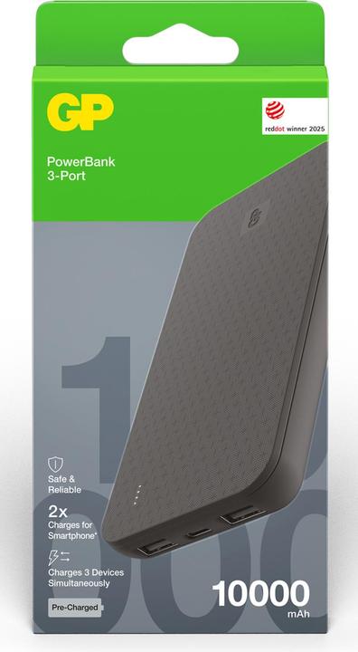 Actual product image GP Batteries GP Powerbank Plus 3-Port 10000 mAh - Black (10000 mAh)