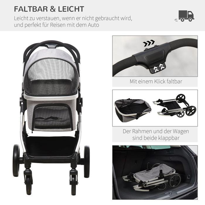 Actual product image PawHut Dog buggy with removable basket (Dog, Foldable)