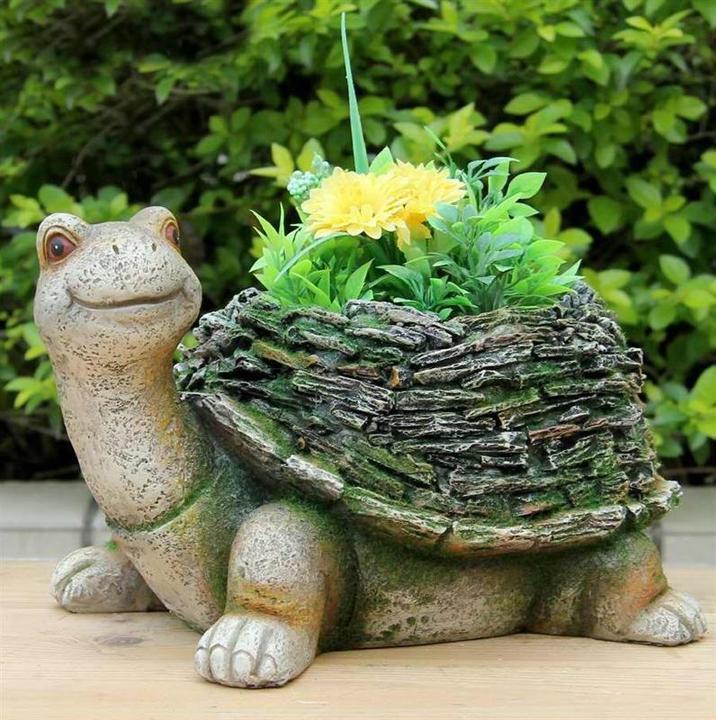 Actual product image Garden Center Statue "Turtle" NF36140, 29.7 cm x 21.2 cm x 18.7 cm, green