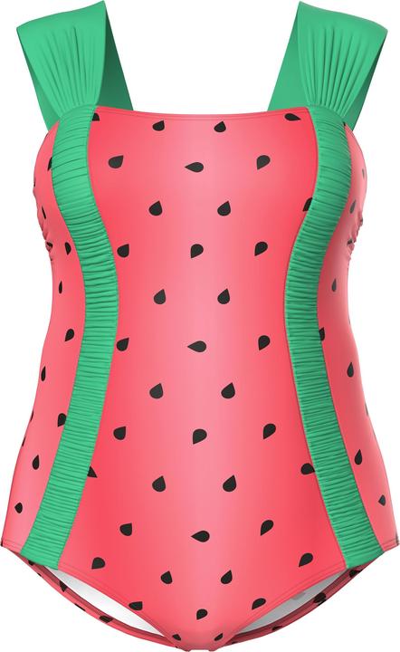 Image du produit Ulla Popken Maillot de bain à bonnets souples, motif pastèque, bretelles larges (56)