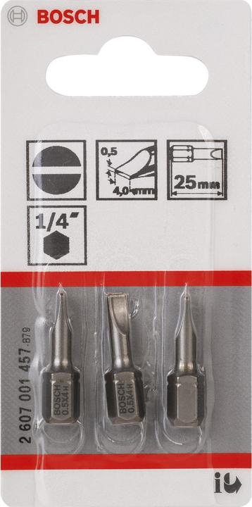 Actual product image Bosch Professional Zubehör Screwdriver bit extra-hard S 0.5 x 4.0, 25 mm, pack of 3 (4 mm)