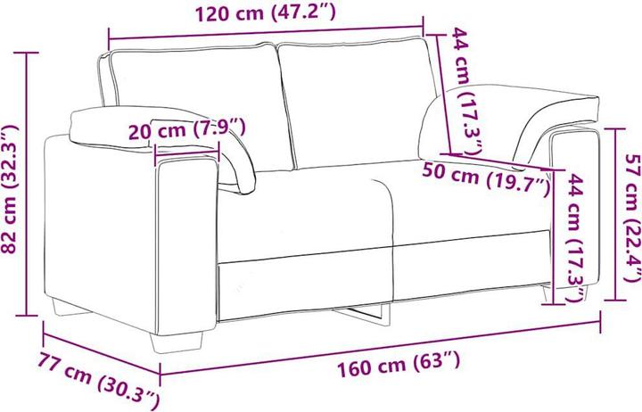 Produktbild vidaXL Zweisitzer-Sofa Braun 120 cm Samt