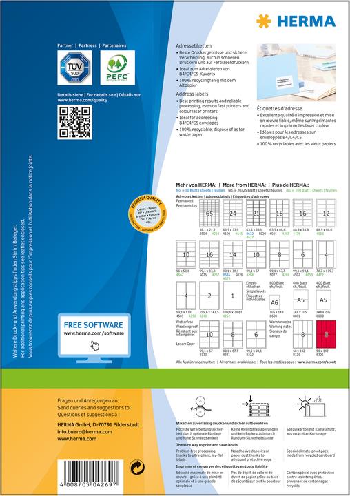 Actual product image HERMA Universal labels A4