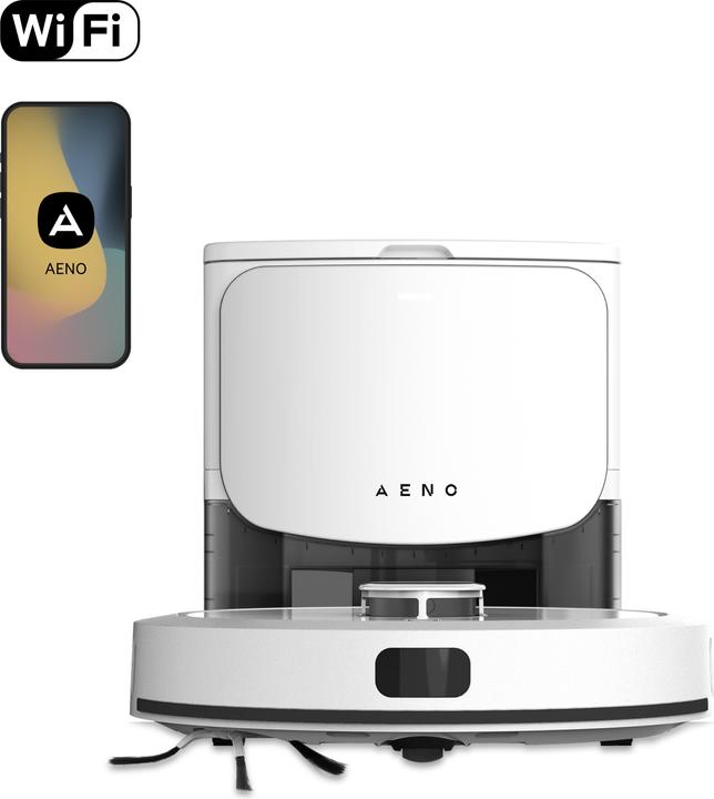 Aeno White, Laser Robot Vacuum cleaner with 5200mAh battery,300ml dustbin, 300ml water tank. Self Empty S (Saugwischroboter)