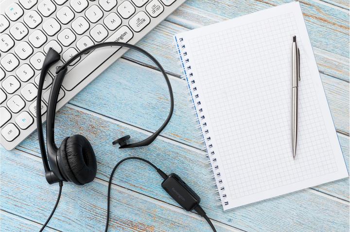 Actual product image Kensington USB Mono Headset, with Inline Controls (Cable, USB-A)