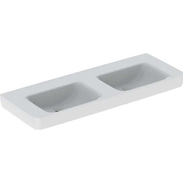 Geberit, Waschbecken, Renova Plan, Doppelwaschtisch, 130x48 cm, ohne Hahnloch, ohne Überlauf, 501713 (480 mm, 1300 mm)