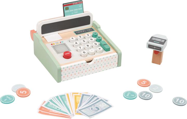 Spielba Registratore di cassa con scanner + calcolatrice in legno