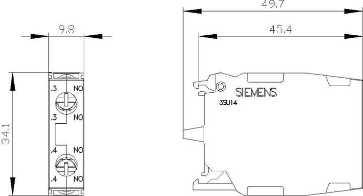 Nährwerte und Zutaten Siemens Contact Blcok 2NO front plate mount
