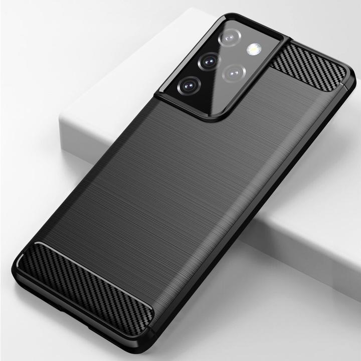 Produktbild Hurtel Carbon Case Flexible Cover TPU Case for Samsung Galaxy S21 Ultra 5G black (Samsung Galaxy S21 Ultra 5G)