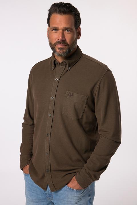 Produktbild JP1880 Piqué-Hemd, Langarm, acid washed, Kentkragen, Modern Fit (3XL)