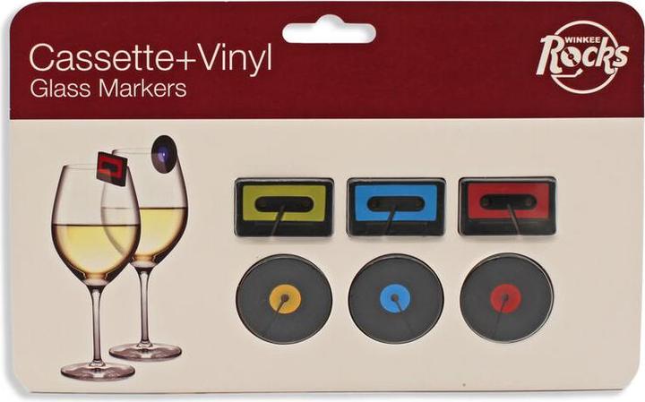 Immagine prodotto Winkee Marchi per bevande - Cassetta+Vinile - Set da 6 (vetro Marcatore)